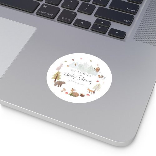 Fall Forest Woodland Animals Baby Shower Classic Round Sticker