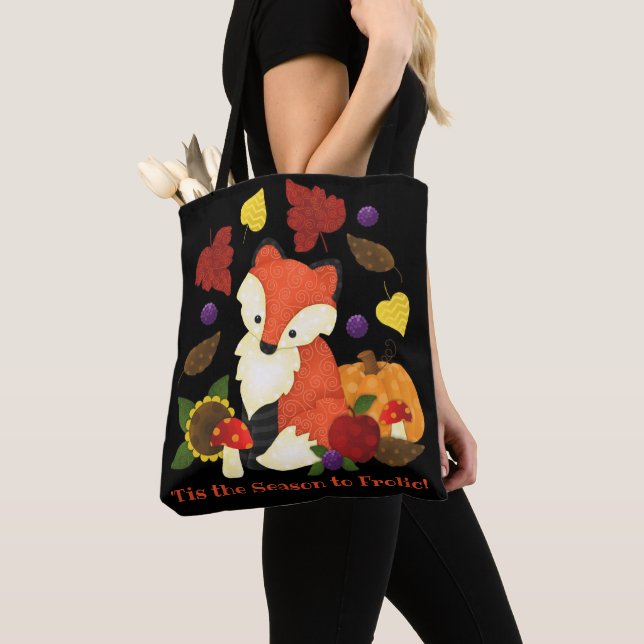 Fall Fox 16"x16" Custom Tote Bag (Close Up)