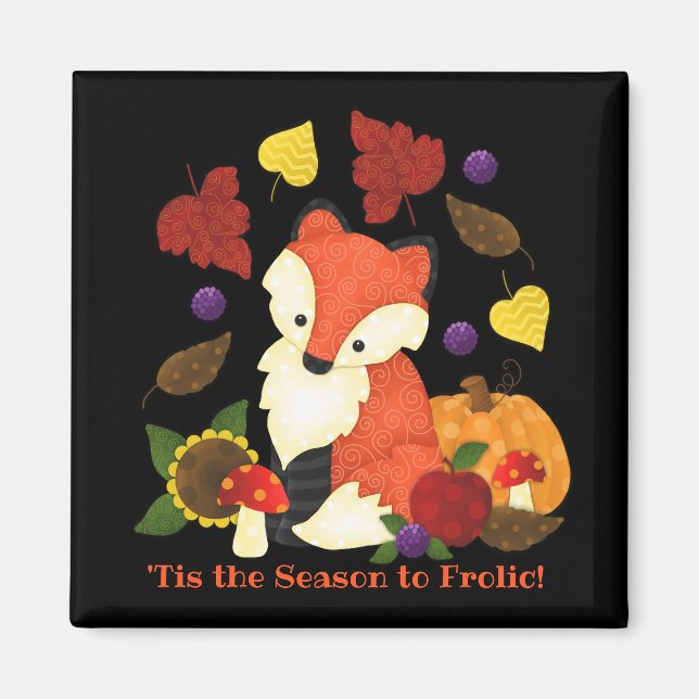 Fall Fox 2"x2" Custom Square Magnet (Front)