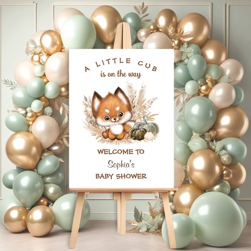 Fall Fox Boho Baby Shower Welcome Sign