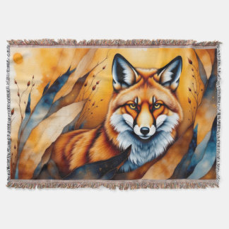 Fall Fox Painting Throw Blanket