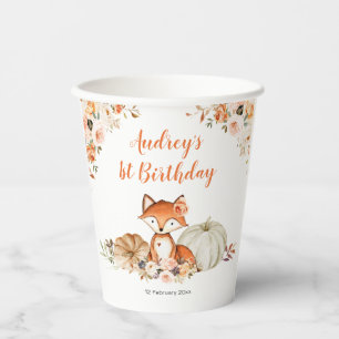 Fall Fox She is a Wild One Birthday Paper Cups