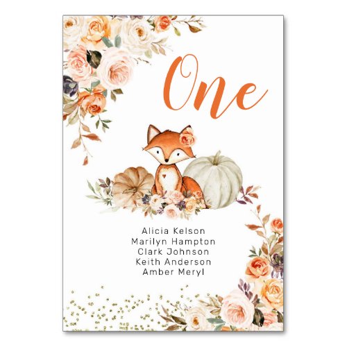 Fall Fox Shes Is a Wild One Birthday Table Number