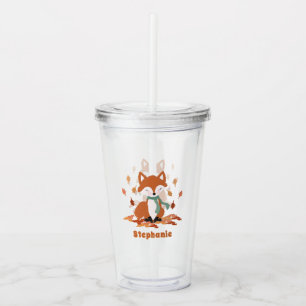 Fall Fox Woodland Birthday Acrylic Tumbler