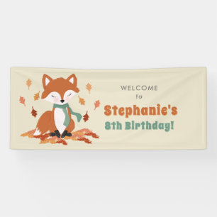 Fall Fox Woodland Birthday Banner