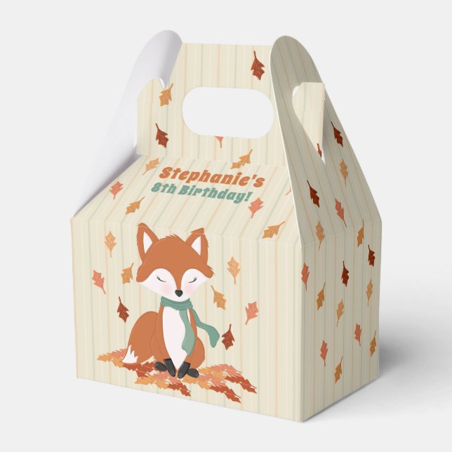 Fall Fox Woodland Birthday Favor Boxes (Back Side)