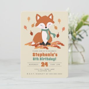 Fall Fox Woodland Birthday Invitation
