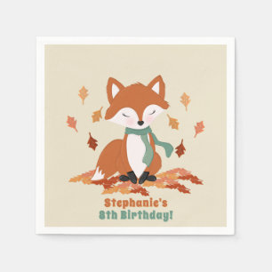 Fall Fox Woodland Birthday Napkins