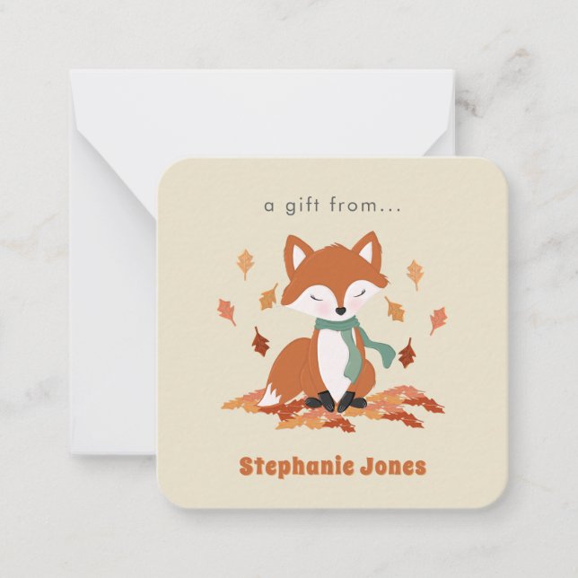 Fall Fox Woodland Birthday Note Card (Front)
