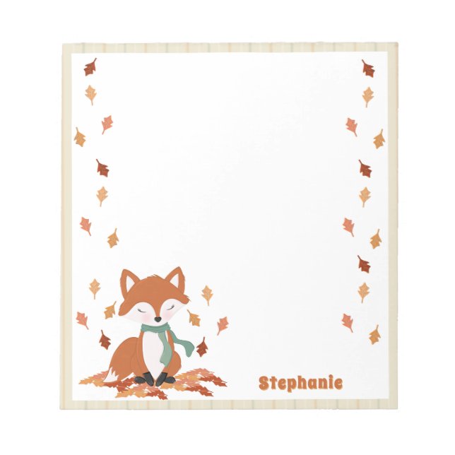Fall Fox Woodland Birthday Notepad (Front)