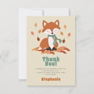 Fall Fox Woodland Birthday Thank You Invitation
