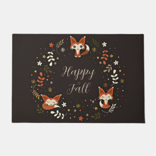 Fall Foxes with customizable text  Doormat