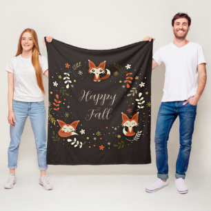 Fall Foxes with customizable text Fleece Blanket