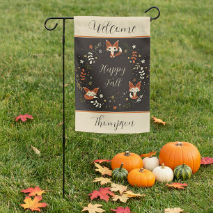 Fall Foxes with customizable text Garden Flag