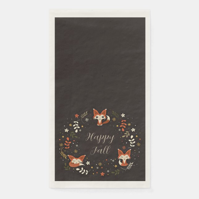 Fall Foxes with customizable text  Paper Guest Towels (Front)