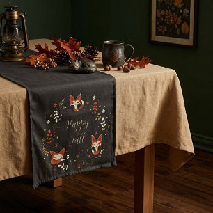 Fall Foxes with customizable text Short Table Runner