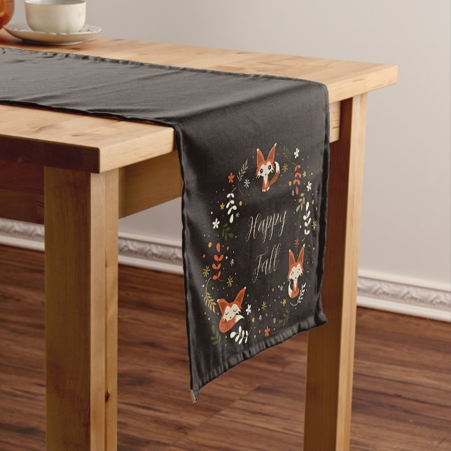 Fall Foxes with customizable text  Short Table Runner (In Situ)