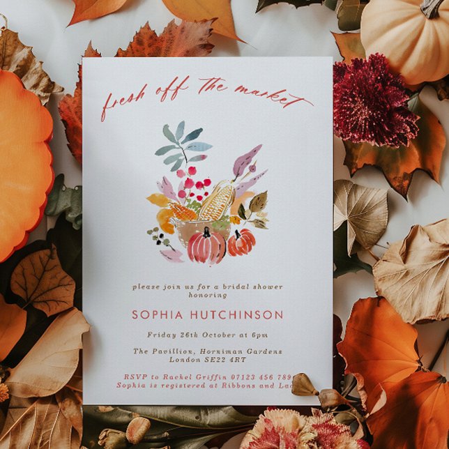 Fall Fresh Off the Market Pumpkins Bridal Shower Invitation (Creator Uploaded)