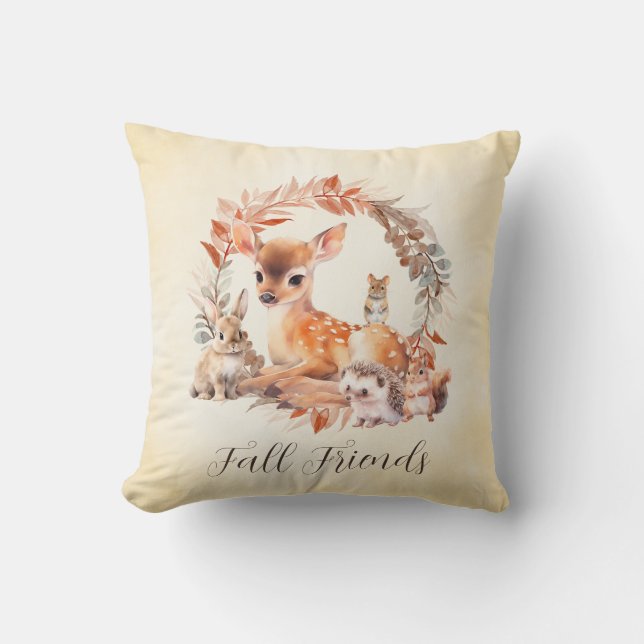 Fall Friends Throw Pillow (Front)