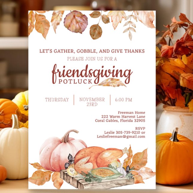 Fall Friendsgiving Dinner Invitation (Warm Friendsgiving Invitation)