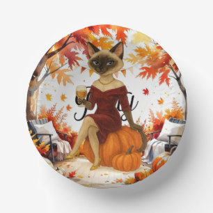 Fall Friendsgiving Fall Party for Cat lovers Paper Bowls