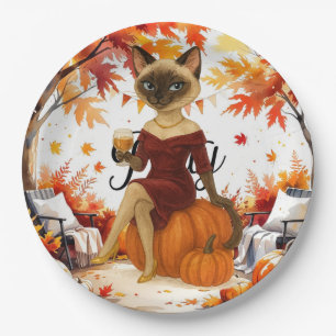 Fall Friendsgiving Fall Party for Cat lovers Paper Plates