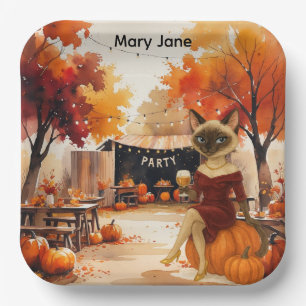 Fall Friendsgiving Fall Party for  Cat lovers Paper Plates