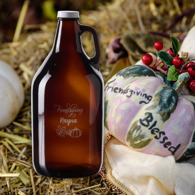 Fall Friendsgiving Thanksgiving Name etched Growler (Creator Uploaded)