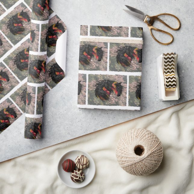 Fall Friesian Horse Wrapping Paper (Crafts)