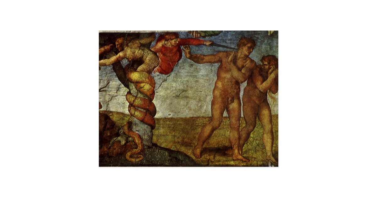 Fall from the Garden of Eden by Michelangelo Postcard