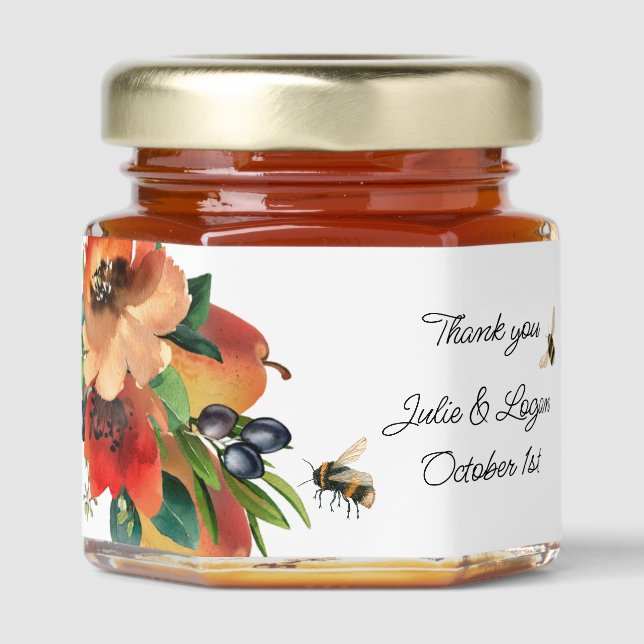 Fall Fruit Bouquet  Honey Jar Favors (Front)