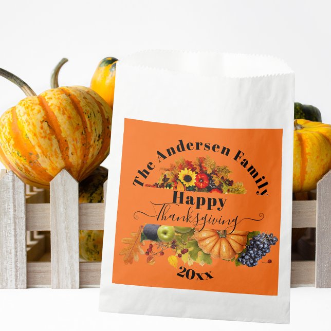 Fall Fruits Flowers And Foliage Happy Thanksgiving Favor Bag (Creator Uploaded)