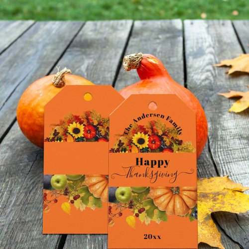 Fall Fruits Flowers And Foliage Happy Thanksgiving Gift Tags