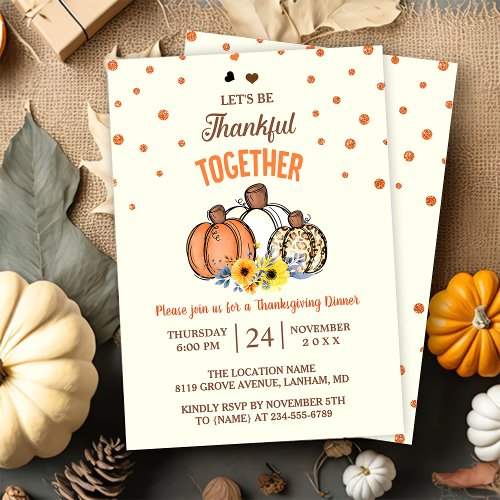 Fall Fumpkin Thankgiving Dinner Party Invitation