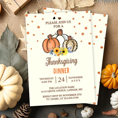 Fall Fumpkin Thankgiving Dinner Party Invitation