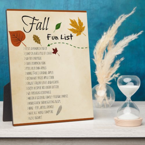 Fall Fun List Seasonal Autumn Harvest Activities Plaque