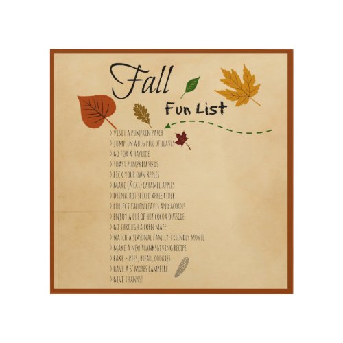 Fall Fun List Seasonal Autumn Harvest Activities Wood Wall Decor