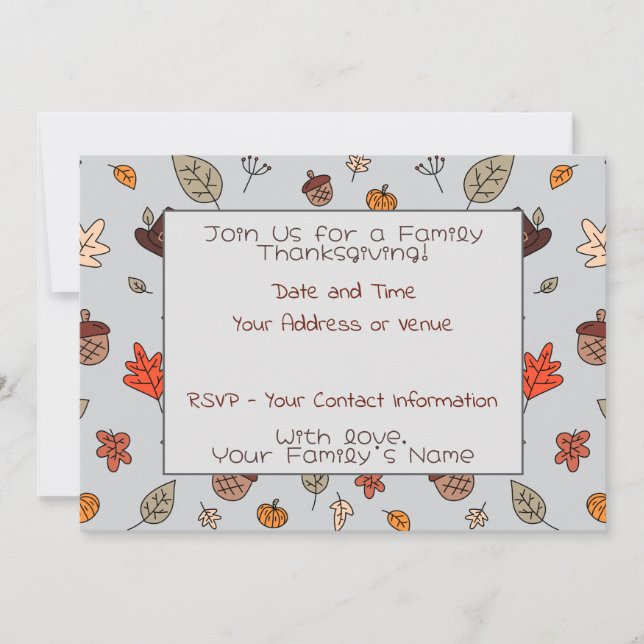 Fall Fun Thanksgiving Dinner Family Feast Invitation (Front)