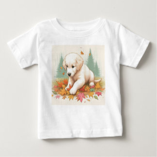 Fall Fun with a Golden Retriever Puppy Baby T-Shirt