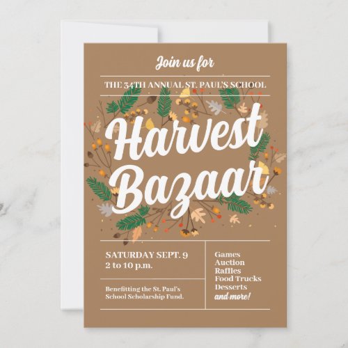Fall Fundraiser Invitation for Harvest Bazaar
