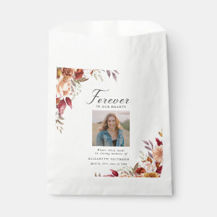 Fall Funeral Forever in our Hearts Poem Prayer Favor Bag