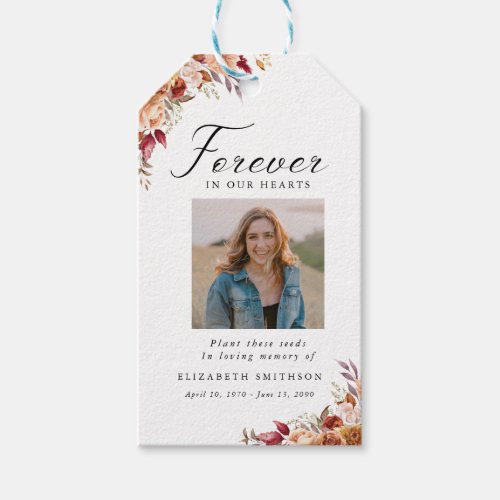 Fall Funeral Forever in our Hearts Poem Prayer Gift Tags