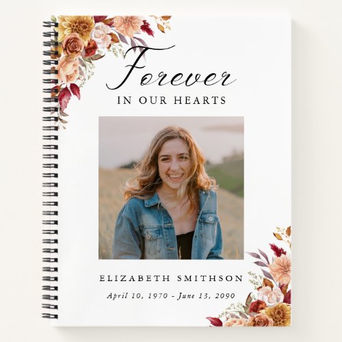 Fall Funeral Forever in our Hearts Poem Prayer Notebook