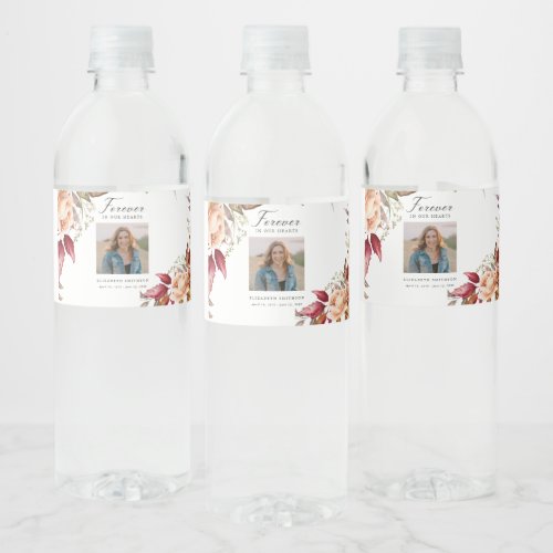 Fall Funeral Forever in our Hearts Poem Prayer Water Bottle Label