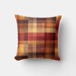 Fall Funny Autumn Check Pattern Throw Pillow