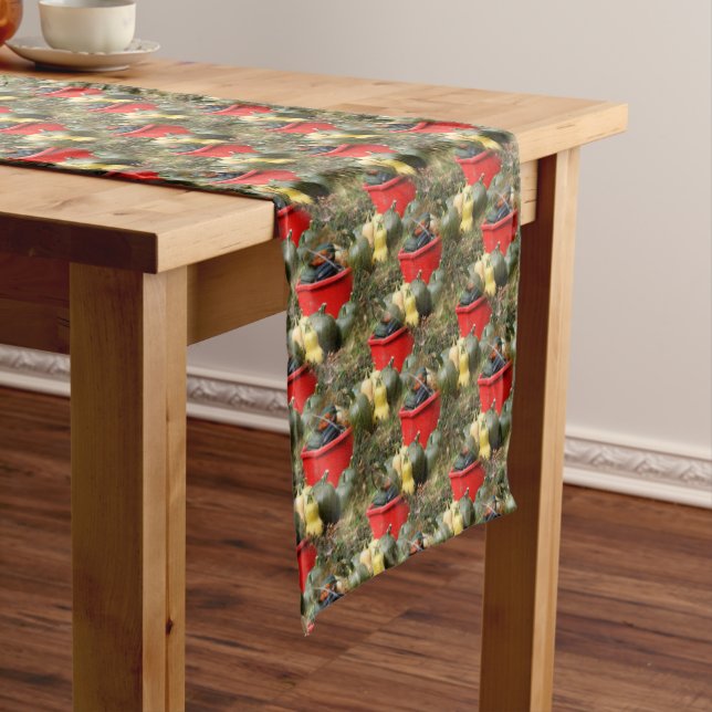 Fall Garden Harvest Nature Pattern Short Table Runner (In Situ)