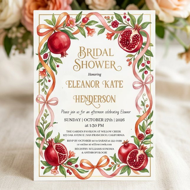 Fall Garden Pomegranate Bridal Shower Invitation (Creator Uploaded)