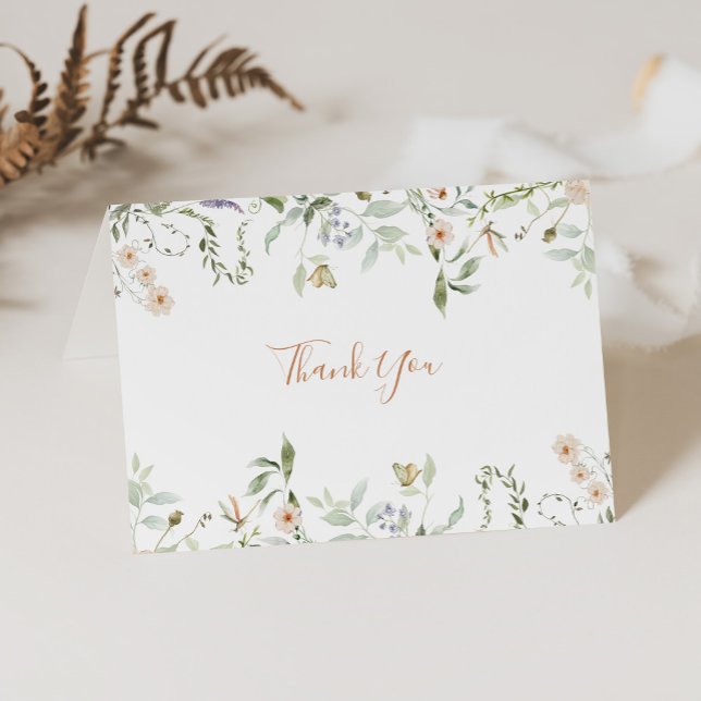 Fall Garden Wildflower Folded Wedding  Thank You Card (Creator Uploaded)