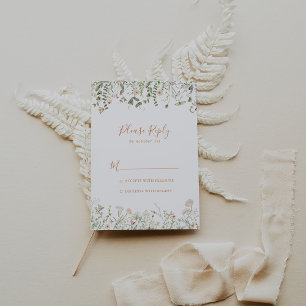 Fall Garden Wildflower Minimalist RSVP Card