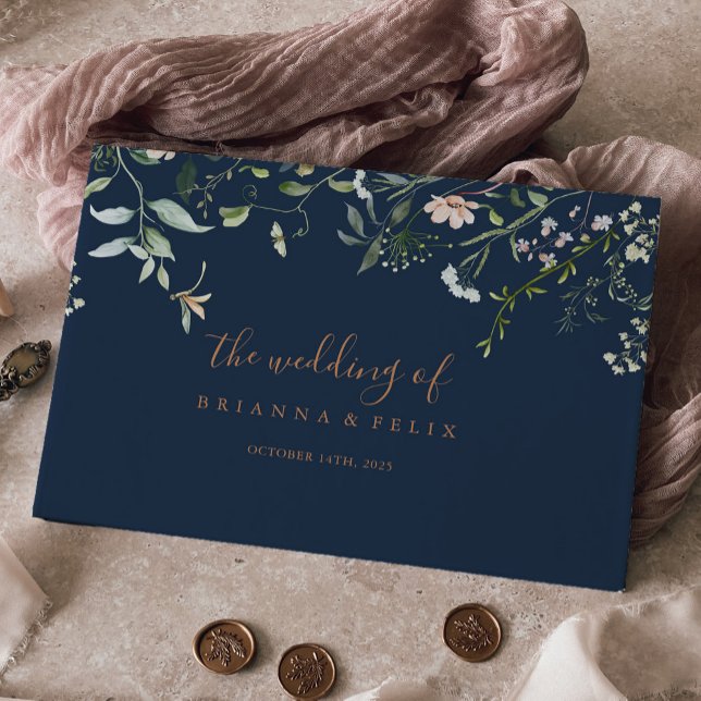 Fall Garden Wildflower Minimalist Wedding Guest Book (Creator Uploaded)